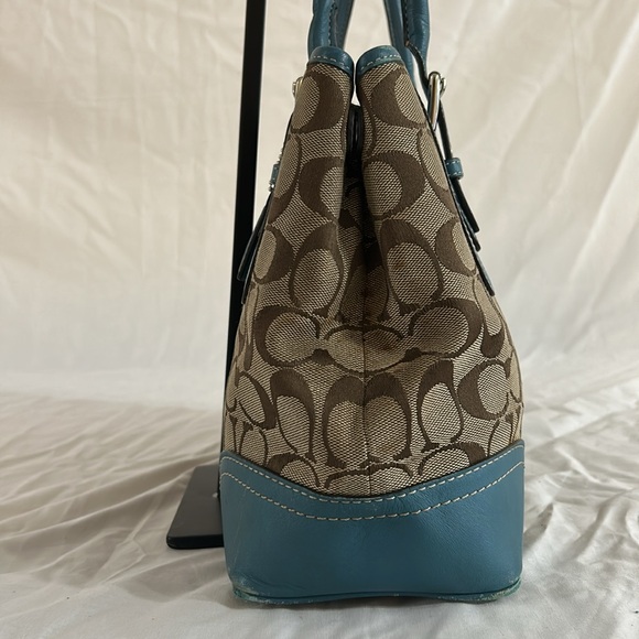 *RARE* Coach F11220 Jacquard Hampton Tan/Blue Satchel Shoulder Bag - Picture 3 of 13